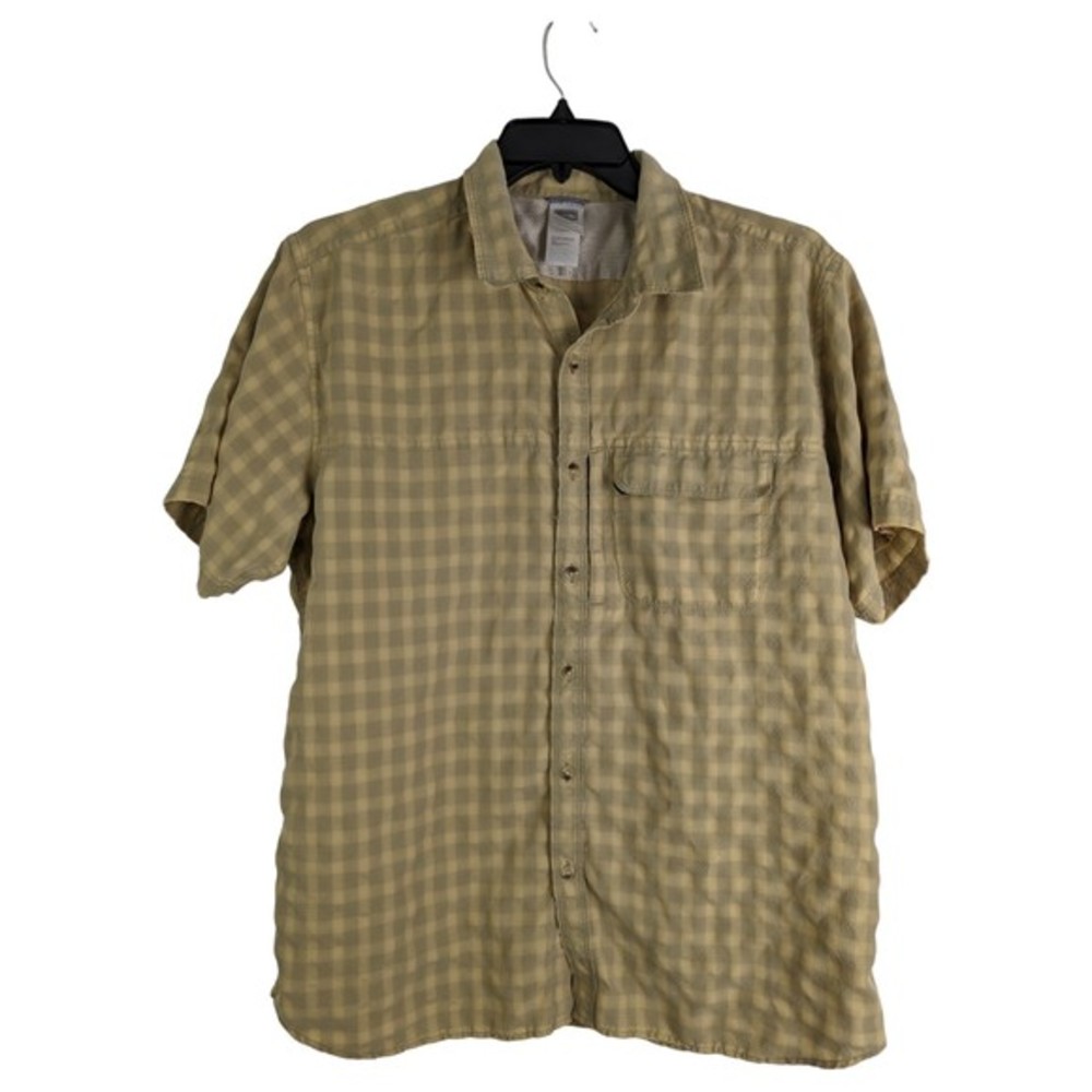 The North Face Mens Button Up Shirt Green Plaid Short Sleeve‎ Pocket XL NOTE*